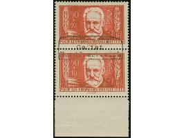 1940, Victor Huge 50C. im senkrechten Unterrandpaar mit gemeinsamem waagerechten Aufdruck, postfrisch, tadellos, sehr selten,