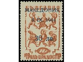 1944, Freimarken 1-30L., dabei 9L. mit Aufdruckfehler “weiter Abstand zwischen Wertziffer und Währungsbezeichnung” sowie 20L.