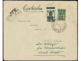 1942, Hakenkreuz 4mm: 1,50 Rbl. auf 10 K. sowie 1,50 Rbl. auf 20K., der 10K. Wert mit amtlicher Tusche-Nachmalung, sauber mit