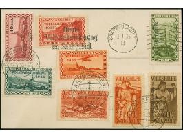 1935, Karte mit Buntfrankatur Volkshilfe und Landschaftsbilder, sauber mit Stempel “SAARBRÜCKEN 2 13.1.35”, mit dazugehörigem