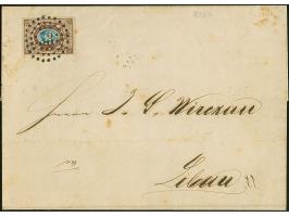RIGA (Latvia): 10 kopeck brown and blue, good to large margins, tied by clear dotted numeral "38" to letter sheet to Libau wi