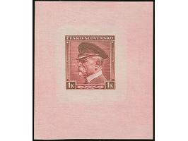 1939, Masaryk 1 K. schwärzlichkarminrot, Einzelabzug vom Urstöckel auf ungummiertem Papier (44x51mm), tadellos, sign. Karasek