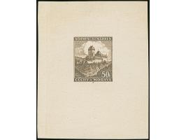 1939, Burg Karlstein 50H., graubraun, Einzelabzug auf ungummiertem Papier (55x65mm), in von der endgültigen Ausgabe etwas abw