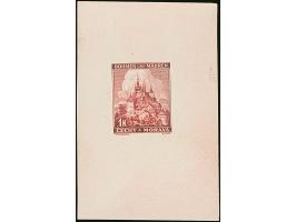 1939, Prag 1K. schwärzlichkarmin, Einzelabzug auf ungummiertem Papier (45x70mm), in von der endgültigen Ausgabe etwas abweich