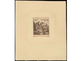 1939, Neuhaus 50H. schwärzlichkarminbraun, Einzelabzug in abweichendem Format, die Schriftleisten sind nicht vollständig ausg