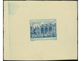 1940, Waldstein-Palais Prag 10K., dunkelblau, Einzelabzug in abweichendem Format, die Schriftleisten sind nicht vollständig a