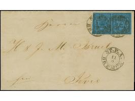 1/30 Th. auf blau, Type II, farbfrisches und allseits breitrandiges Paar mit &nbsp;je klarem DKr. “ST.P.A. BREMEN 11.3.” auf 