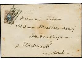 WILNO (Lithuania): 10 kopeck brown &amp; blue, large margins, tied by boxed "WILNO 16 NOV.1858" to envelope to Strzala. Some 