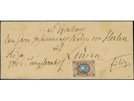 FRAUENBURG (Latvia): 10 kopeck brown &amp; blue, clear at base, otherwise good to large margins, used with pen cross on lette