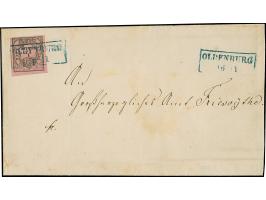 1/15 Th. auf rosa, Type III mit blauem Rahmenstempel “OLDENBURG 16.11” als tarifgerechte Frankatur auf Faltbriefhülle der 2. 