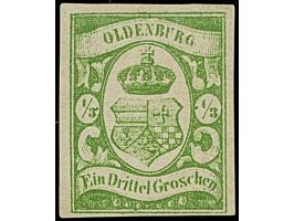 ⅓ Gr. moosgrün, farbfrisch, allseits voll- bis breitrandig im Schnitt, ungebraucht ohne Gummi, in tadelloser Erhaltung, Fotoa