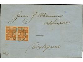 ½ Gr. hellrotbraun im waagerechten Paar mit sehr klarem DKr. "OLDENBURG 17.9.(62) als tarifgerechte Mehrfachfrankatur auf kom