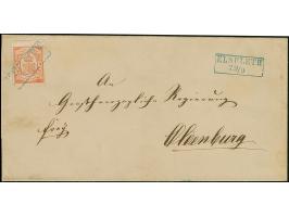 2 Gr. rot, farbfrisch und allseits voll- bis breitrandig mit 3,5 mm Bogenrand oben, sauber mit blauem Rahmenstempel “ELSFLETH