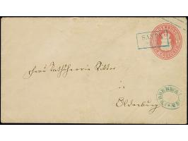 “FEDDERWARDEN” ovaler Postablagestempel klar auf Ganzsachenumschlag 1 Gr. &nbsp;dunkelrosa mit blauem Rahmenstempel “SANDE 23