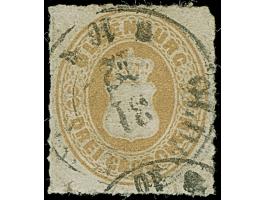 3 Gr. ockerbraun mit Durchstich 10 und schwarzem DKr. “(OLDE(NBURG) 31.12. (67)” vom LETZTTAG. Die farbfrische Marke hat klei