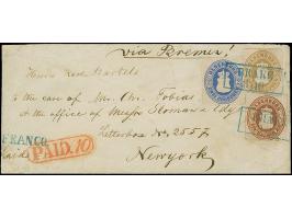 ½ Gr. rotorange, 2 Gr. blau und 3 Gr. braun je mit Durchstich 11¾ und blauem Rahmenstempel “BRAKE 3.10.” als tarifgerechte Fr