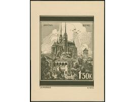 1939, Landschaften Landesmuseum Brünn 1,50K., Entwurfszeichnung, schwarzer Druck auf Büttenpapier (128x175mm), aus dem Erinne