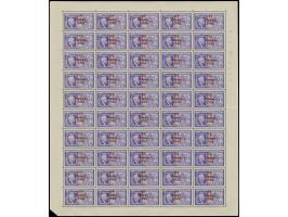 1943, 2 Fr. sowie 25Q. Eilmarke, je im kompletten Bogen mit Plattenfehlern, postfrisch, teils gefaltet, sonst tadellos