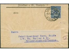 Korbdeckel 20 Mio. M. durchstochen mit Stempel “FRANKFURT (MAIN) 3.11.23” als tarifgerechte Einzelfrankatur auf Drucksachen-S