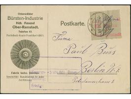 1923, Gebürenzettel mit rotviolettem Ein.-Nachweis-Stempel und handschriftliche Wertangabe “40 Million” mit übergehendem Stem