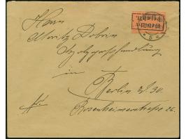 1923, Gebührenzettel mit violettem Stempel “Gebühr bezahlt”, mit übergehendem Stempel “BERLIN NW5 12.11.23” auf Ortsbrief, le