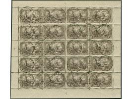 Friedensdruck 3 M. schwarzbraunviolett im komplettem Bogen mit Platten-Nr. "12", sauber gestempelt "STUTTGART 6 JUN 16", jede