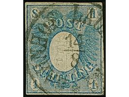 1850, 1 Sch. blau, farbfrisch und gut geprägt, allseits voll- bis meist breitrandig geschnitten, tadellos, mit sauber und ger