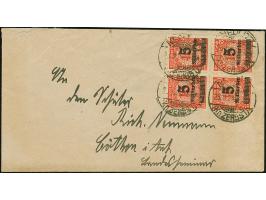 5 Mrd. auf 10 Mio. M. durchstochen im Viererblock mit Stempel “NEDLITZ 28.11.24” (Fehleinstellung, richtig 1923) als tarifger