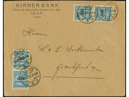 Korbdeckel 50 Mrd. M. gezähnt, zwei senkrechte Paare je mit Stempel “IDAR 13.12.23” als tarifgerechte Mehrfachfrankatur auf V