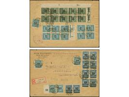 Korbdeckel 50 Mrd. M. durchstochen im Randpaar und zwei Einzelmarken, 50 Mrd. M. gezähnt im 6er-Block mit Unterrand und fünf 