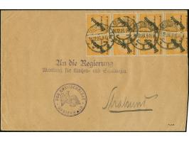 Schlagenaufdruck 5 Mrd. M. im senkrechten 8er-Block und waagerechten 32er-Block jeweils mit Stempel “GREIFSWALD 11.12.23” als