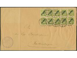 Schlangenaufdruck 10 Mrd. M. im waagerechten 10er-Block mit Stempel “RISCHENAU 29.12.23” als tarifgerechte Mehrfachfrankatur 