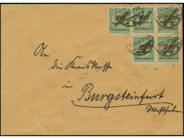 Schlangenaufdruck 20 Mrd. M. im Viererblock und Einzelmarke je mit Stempel “LENNEP 14.12.23” als tarifgerechte Mehrfachfranka