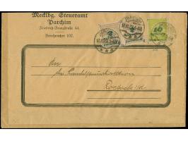 Korbdeckel 10 Mrd. M. und waagerechtes Paar 2 Mrd. M. gezähnt jeweils mit violettem L1 “Dienstmarke” und Stempel “PARCHIM 17.