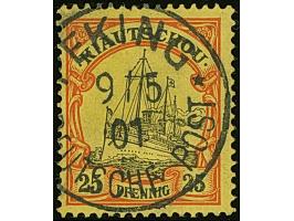 Kiautschou Kaiseryacht 25 Pfg. mit klarem Stempel “(P)EKING DP 9.5.01”, in einwandfreier Erhaltung, sign. HK und Bothe BPP&nb