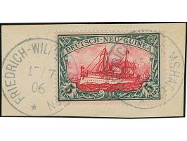 1900/08, Kaiseryacht 5 M. mit zwei klaren Stempeln “FRIEDRICHS-WILHELMSHAFEN 17.7.06” auf Briefstück, in einwandfreier Erhalt