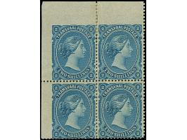 1878/80, ½ d. to 2 s. set of 7 in top left corner blocks of four, unused no gum, 2 s. with some perf. separation, mostly very