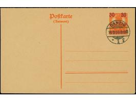1920, Bogenförmiger Aufdruck auf Germania 30 auf 7½ Pfg., Doppelkarte, der Antwortteil mit klarem Doppeldruck der Urkarte, sa