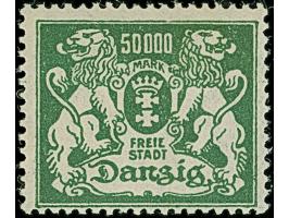 1923, Großes Staatswappen 50.000 M. grün mit Wasserzeichen "ineinander verschlungene Wellenlinien", sehr schön farbfrisch und