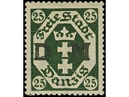 1921, DM-Aufdrucke 25 Pfennig mit liegendem Wasserzeichen, farbfrisch und gut gezähnt, sauber ungebraucht, unsigniert mit Bef