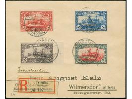 1905, Kaiseryacht ½-1 Dollar und 2½ Dollar. mit Zähnungslöcher 25:16 und Randstück 1½ Dollar mit Zähnungslöcher 26:17, jeweil