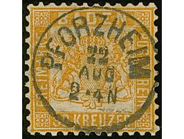 1862, 30 Kr. orangegelb, farbfrisch und einwandfrei gezähnt mit sehr klarem, zentrisch und gerade aufgesetztem EKr. “PFORZHEI