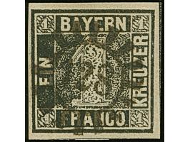 1849, 1 Kr. tiefschwarz, Platte 1, farbfrisch und breitrandig mit Teil der Schnittlinien rechts und unten, sauber mit gMR. “1