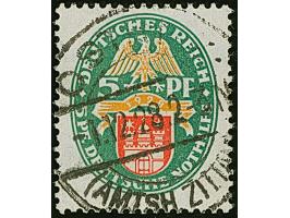 1928, Nothilfe 5 Pfg. mit stehendem Wasserzeichen (2X), sauber gestempelt und normal gezähnt, in einwandfreier Erhaltung. Ein