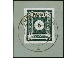6 Pfg. grünlichschwarz in fast schwarzer Nuance (fetter Druck) mit Stempel “DRESDEN N25 3.11.45” auf Briefstück in tadelloser