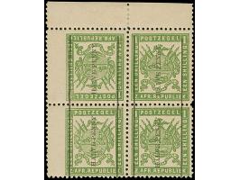 1885, ½ p. on 1 sh. green, tete-beche block of four, stamps mint never hinged, hinge at top margin. The top left stamp with i