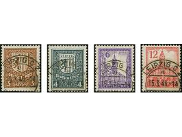 Abschiedsserie 3-12 Pfg. mit Wasserzeichen 1X, jeweils mit klarem Stempel “LEIPZIG C2e 15.3.46”, in tadelloser Erhaltung. Sel