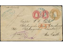 1862/64, Umschlag 3 Gr. mit zwei Einzelmarken Wappen 1 Gr. karmin mit Durchstich 11¾ als tarifgerechter Zufrankatur je mit bl