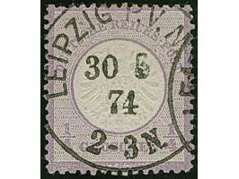 ¼ Gr. grauviolett mit Plattenfehler “zwei helle Punkte im unteren Rahmen”, klar und zentrisch mit Ekr. “LEIPZIG P.V. N. 14 30