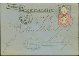 2 Gr. grauultramarin mit Plattenfehler “Einbuchtung im Innenkreis rechts in Höhe der 8. und 9. Strichleiste” (Feld 32) und 1 